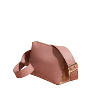 Sac à bandoulière en cuir et coton House check avec boucle - Rose Cendré