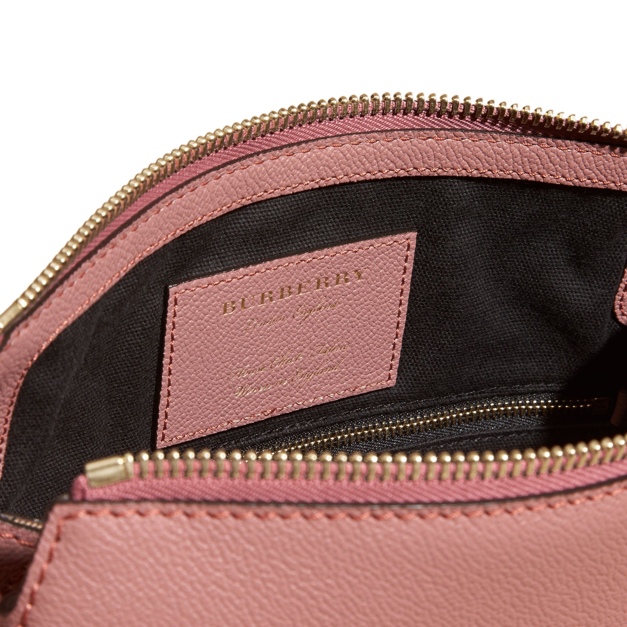Sac à bandoulière en cuir et coton House check avec boucle - Rose Cendré