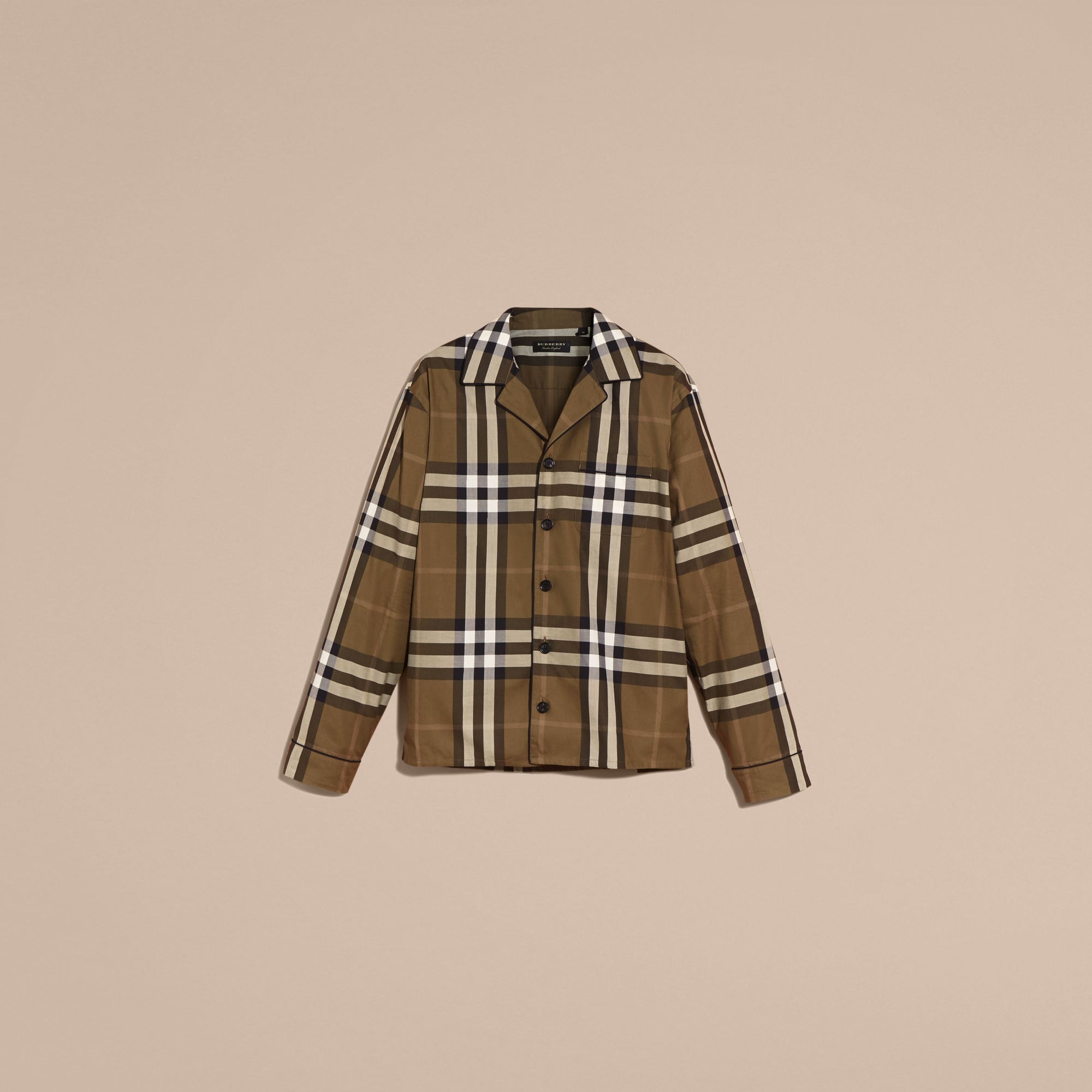 DARK OLIVE Chemise de style pyjama en coton à motif check