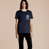 NAVY T-shirt en coton avec poche à imprimé rose pivoine