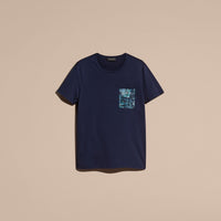 NAVY T-shirt en coton avec poche à imprimé rose pivoine