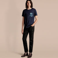 NAVY T-shirt en coton avec poche à imprimé rose pivoine