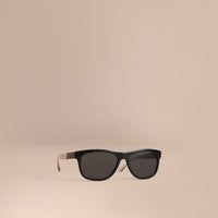 BLACK Lunettes de soleil à monture carrée avec détails check