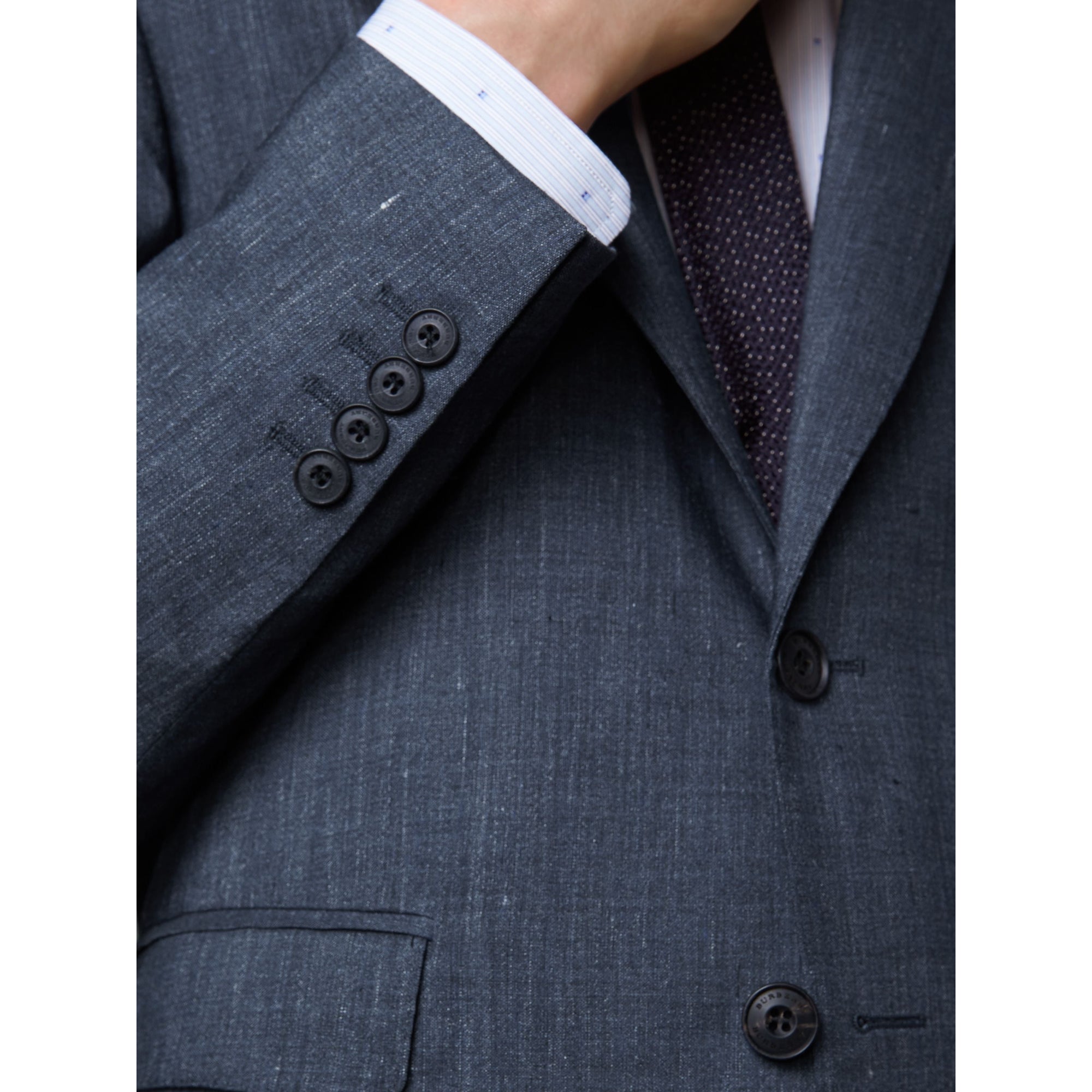 SLATE BLUE Costume de coupe moderne en lin et laine Travel Tailoring