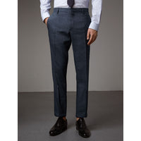 SLATE BLUE Costume de coupe moderne en lin et laine Travel Tailoring