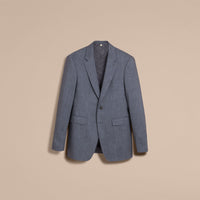 SLATE BLUE Costume de coupe moderne en lin et laine Travel Tailoring