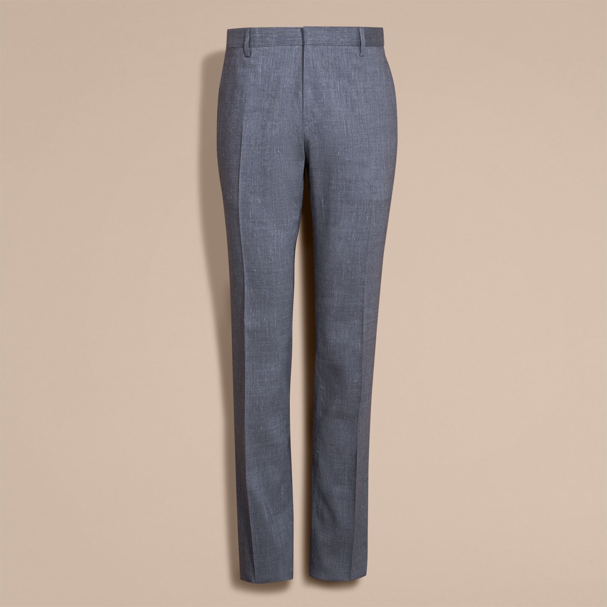 SLATE BLUE Costume de coupe moderne en lin et laine Travel Tailoring