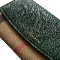 DARK FOREST GREEN Portefeuille continental en coton House check et cuir