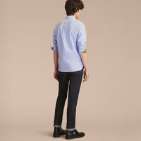 CORNFLOWER BLUE Chemise Oxford en coton à col boutonné avec détails check