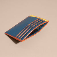 MARINE BLUE Porte-cartes en cuir color-block
