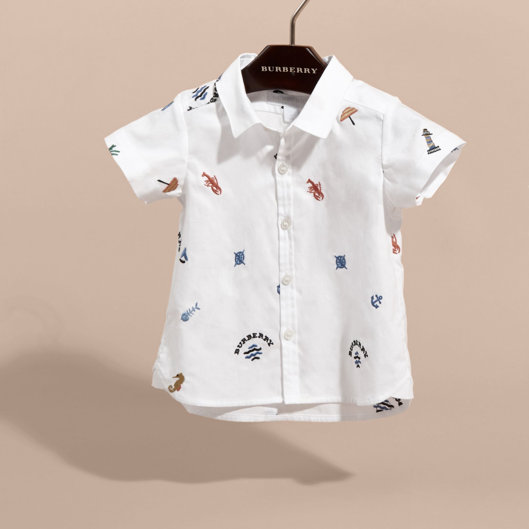 WHITE Chemise Oxford en coton avec motifs nautiques brodés