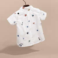 WHITE Chemise Oxford en coton avec motifs nautiques brodés