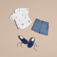 WHITE Chemise Oxford en coton avec motifs nautiques brodés