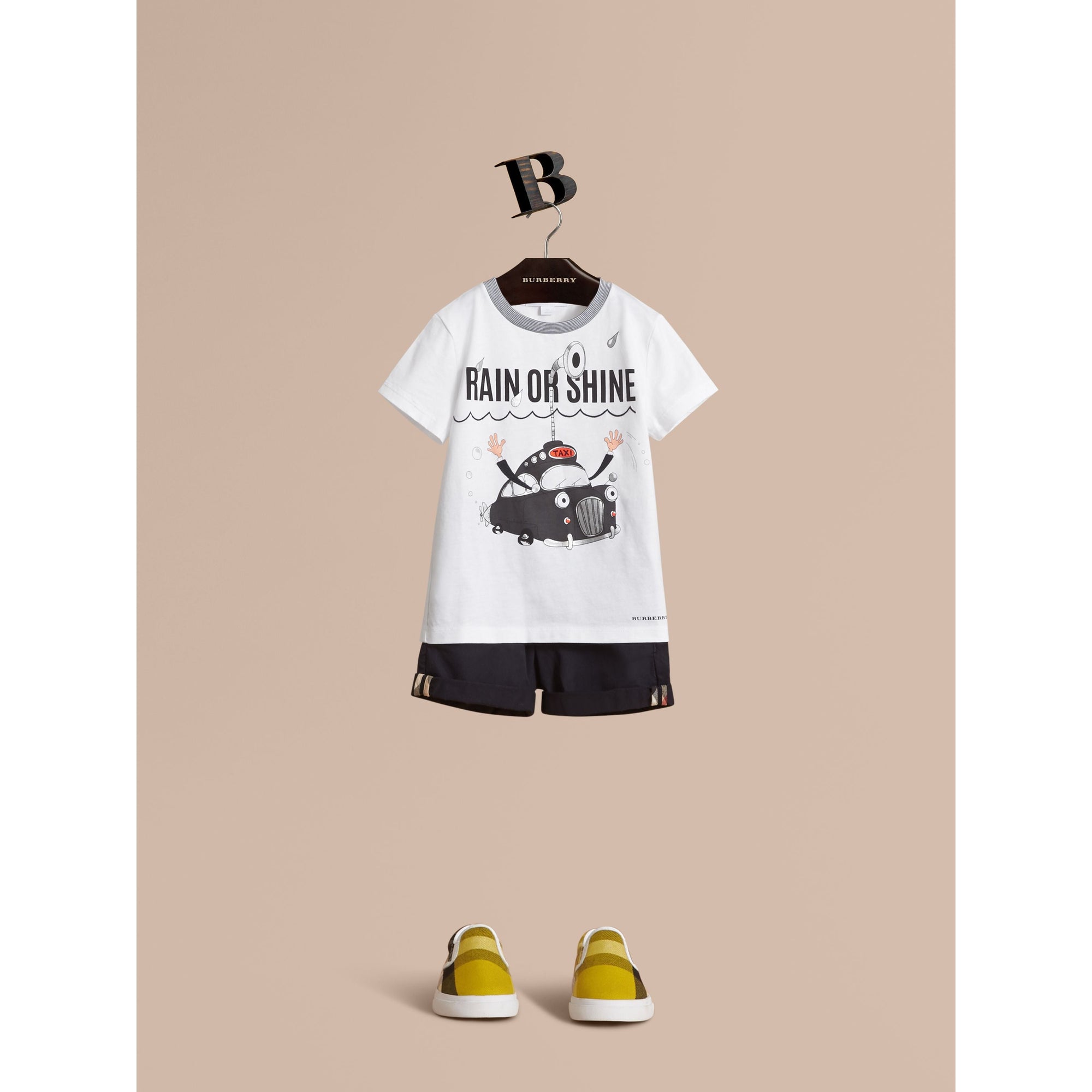 WHITE T-shirt en coton à motif Rain or Shine