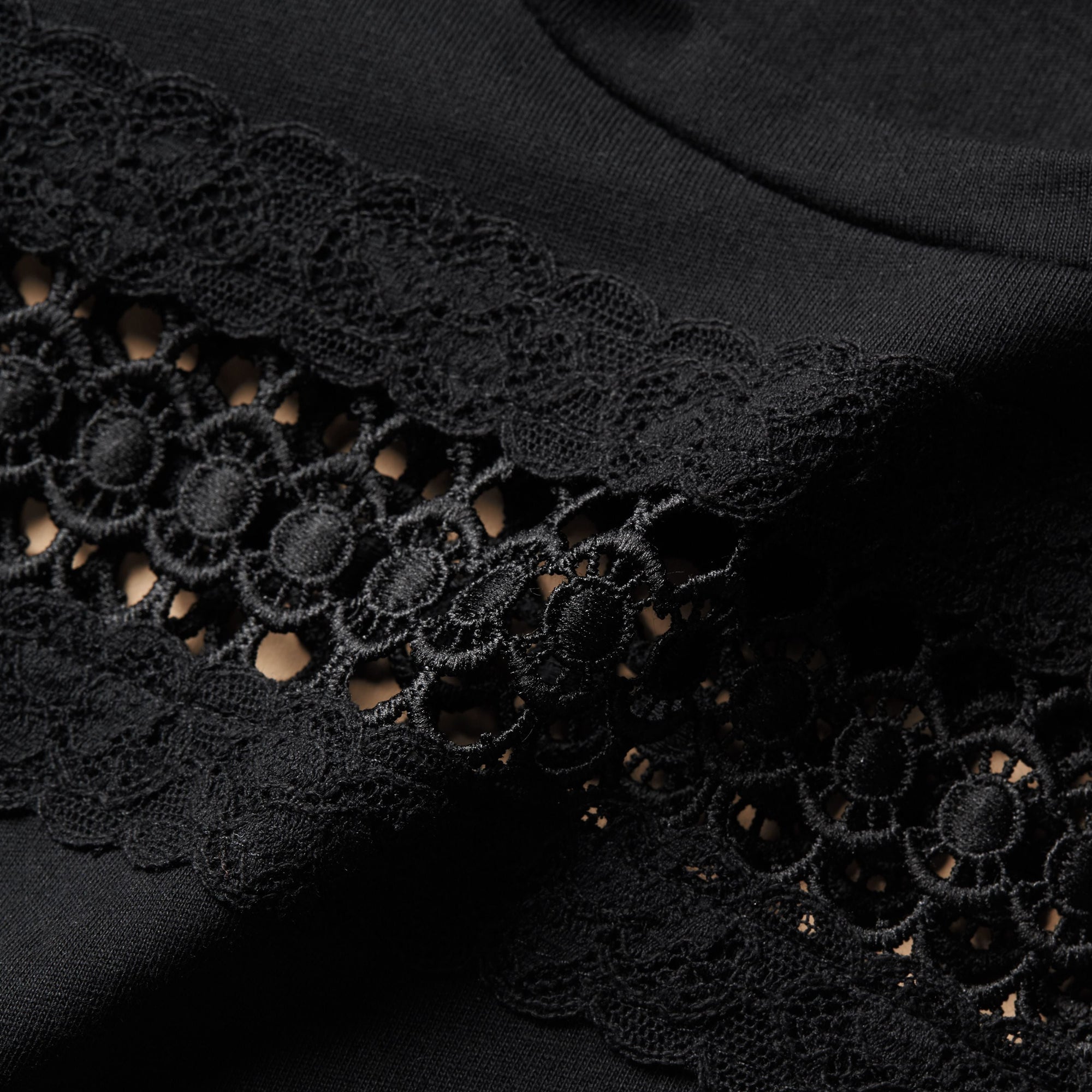 BLACK T-shirt en coton avec détails en dentelle
