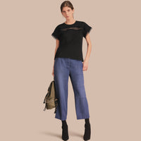 BLACK T-shirt en coton avec détails en dentelle