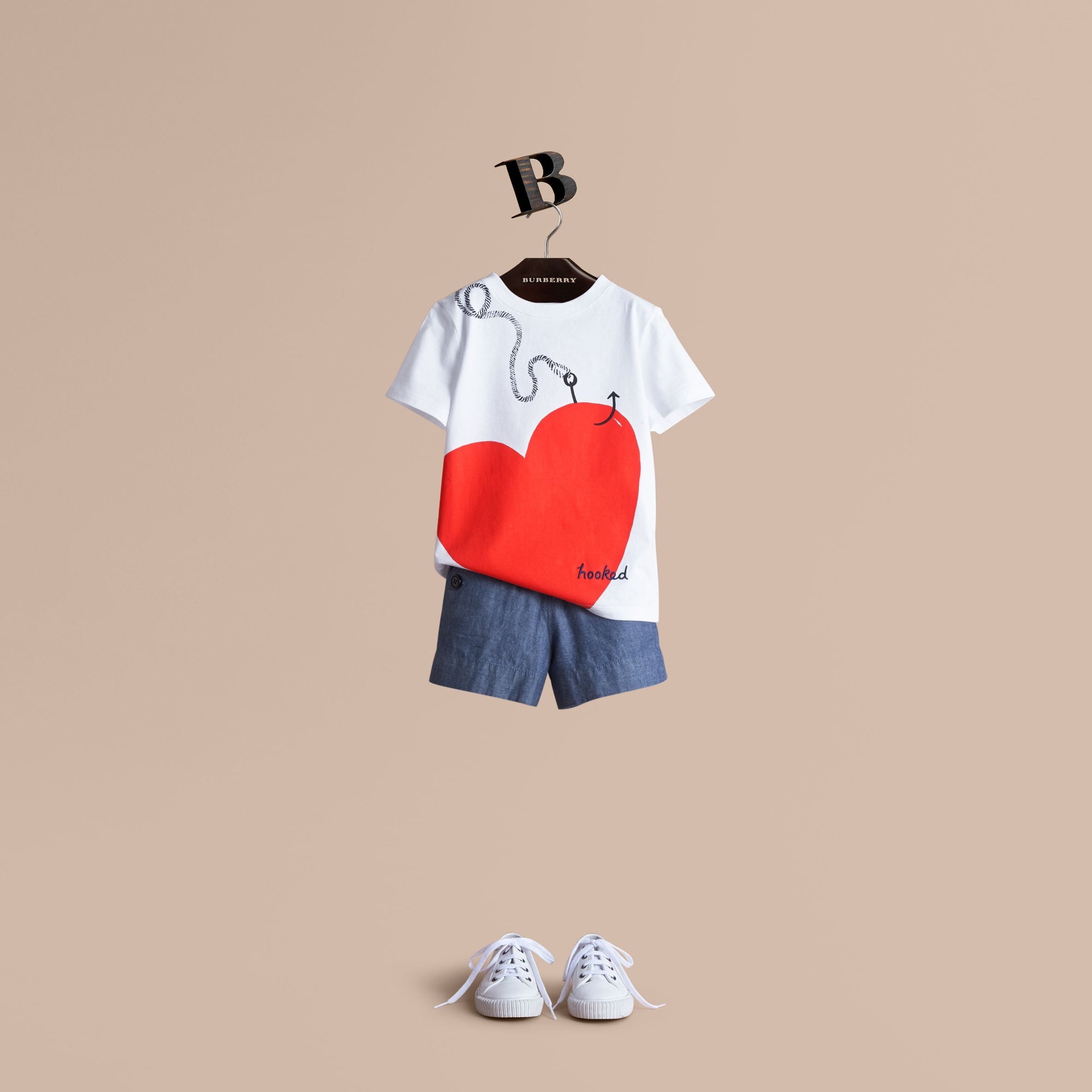 WHITE T-shirt en coton avec motif Cœur de Cupidon