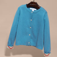 PALE PEWTER BLUE Cardigan en maille de coton avec poignets à motif check