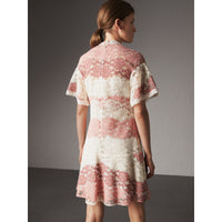 DUSTY PINK Robe en dentelle à motif floral avec manches papillon