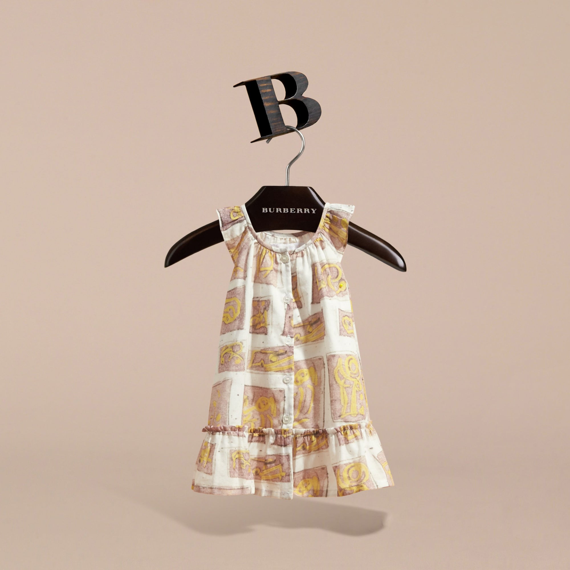 PALE ASH ROSE Robe en coton avec imprimé à motifs encadrés
