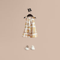 PALE ASH ROSE Robe en coton avec imprimé à motifs encadrés