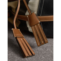 TAN Petit sac Burberry Bucket en toile Canvas check et cuir