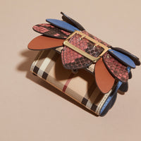 Porte-cartes en peau de serpent et cuir à motif Haymarket check - Azalée Rose