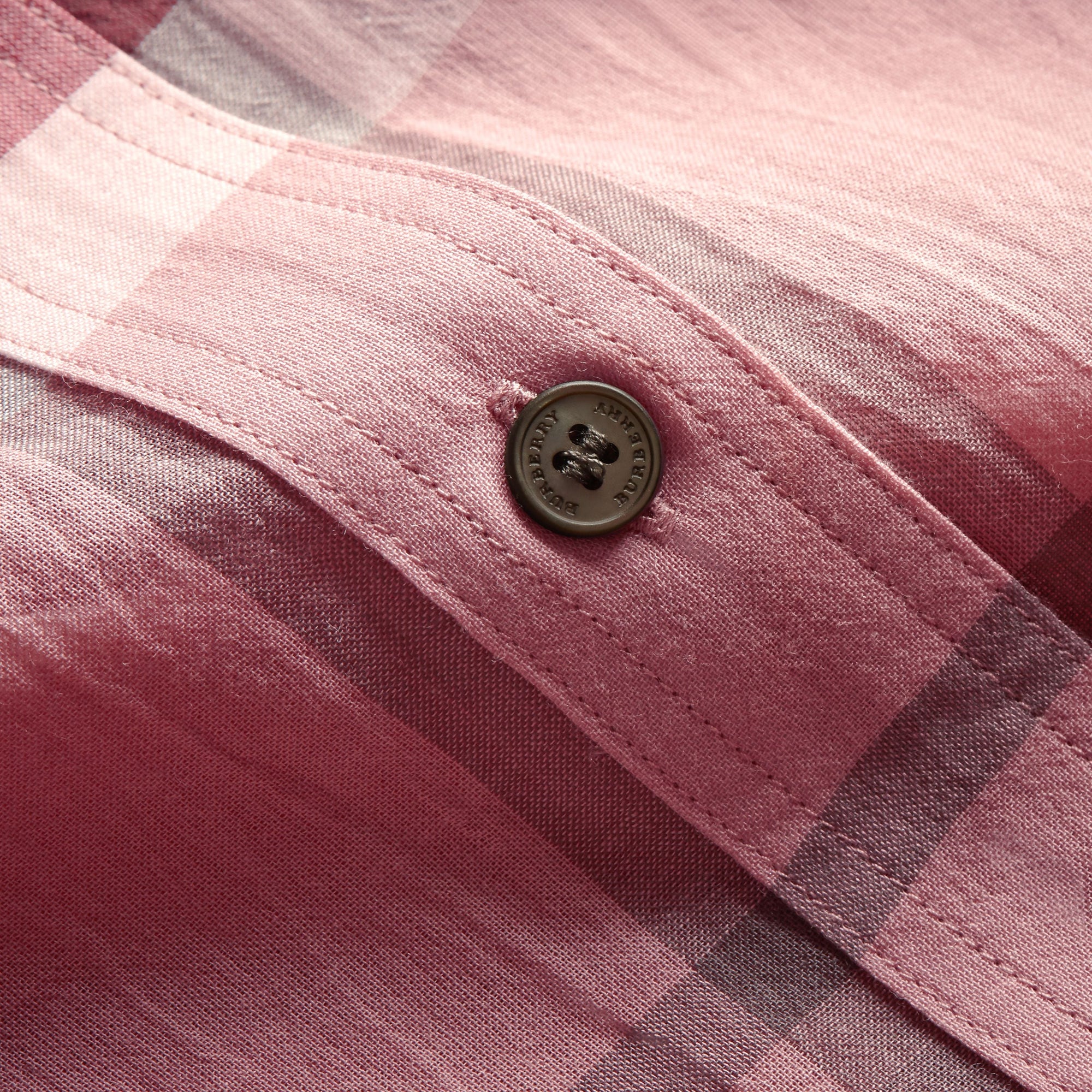 ANTIQUE PINK Chemise à manches courtes en coton à motif check avec col lavallière