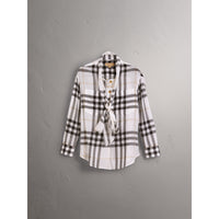 WHITE Chemise en coton à motif check avec col lavallière