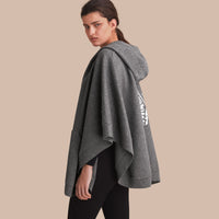 MID GREY Poncho à capuche en laine et cachemire à motif Pallas Helmet
