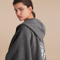 MID GREY Poncho à capuche en laine et cachemire à motif Pallas Helmet