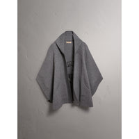 MID GREY Poncho à capuche en laine et cachemire à motif Pallas Helmet