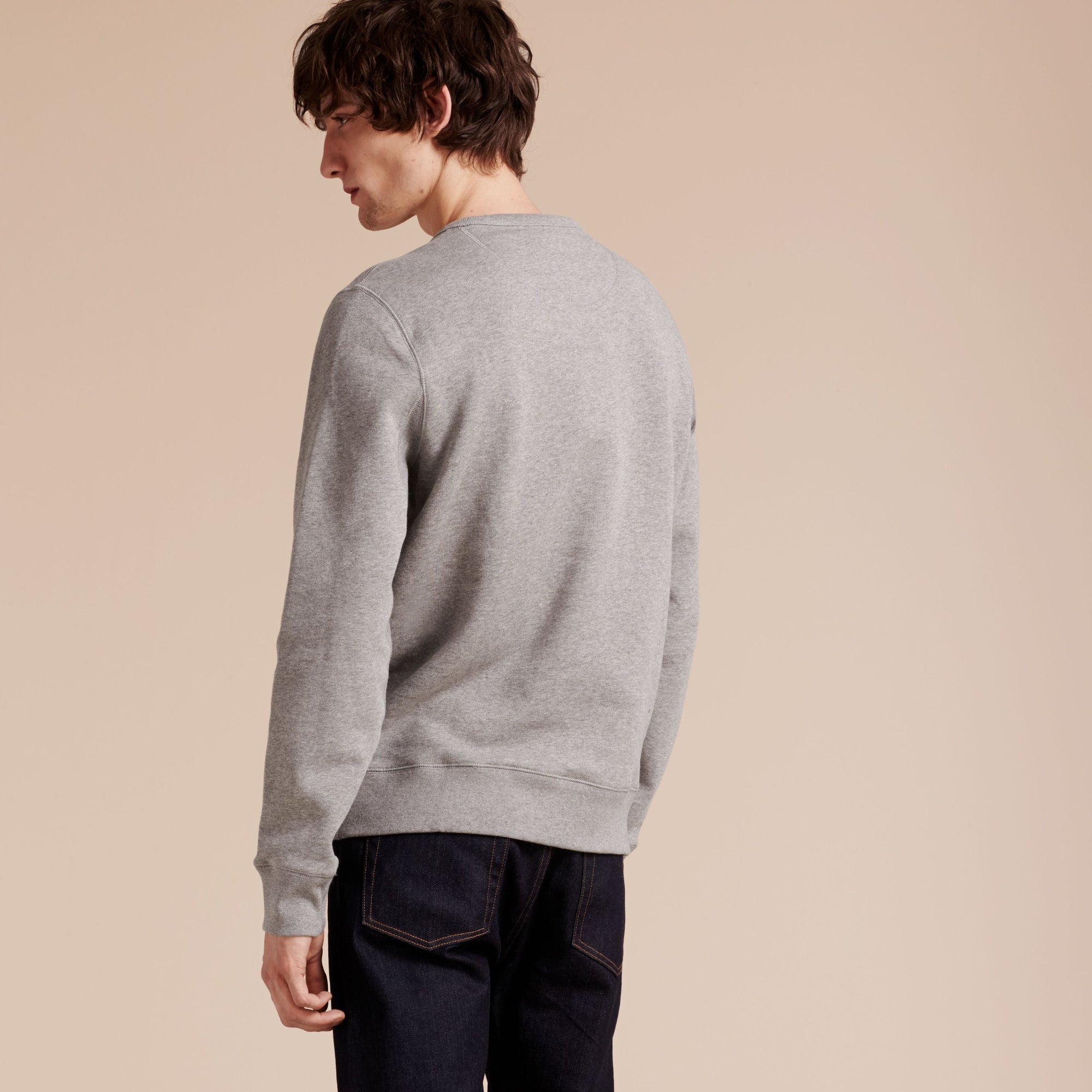 PALE GREY MELANGE Sweat-shirt en jersey de coton mélangé