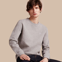 PALE GREY MELANGE Sweat-shirt en jersey de coton mélangé