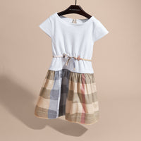 PALE STONE Robe en coton à motif check avec mancherons