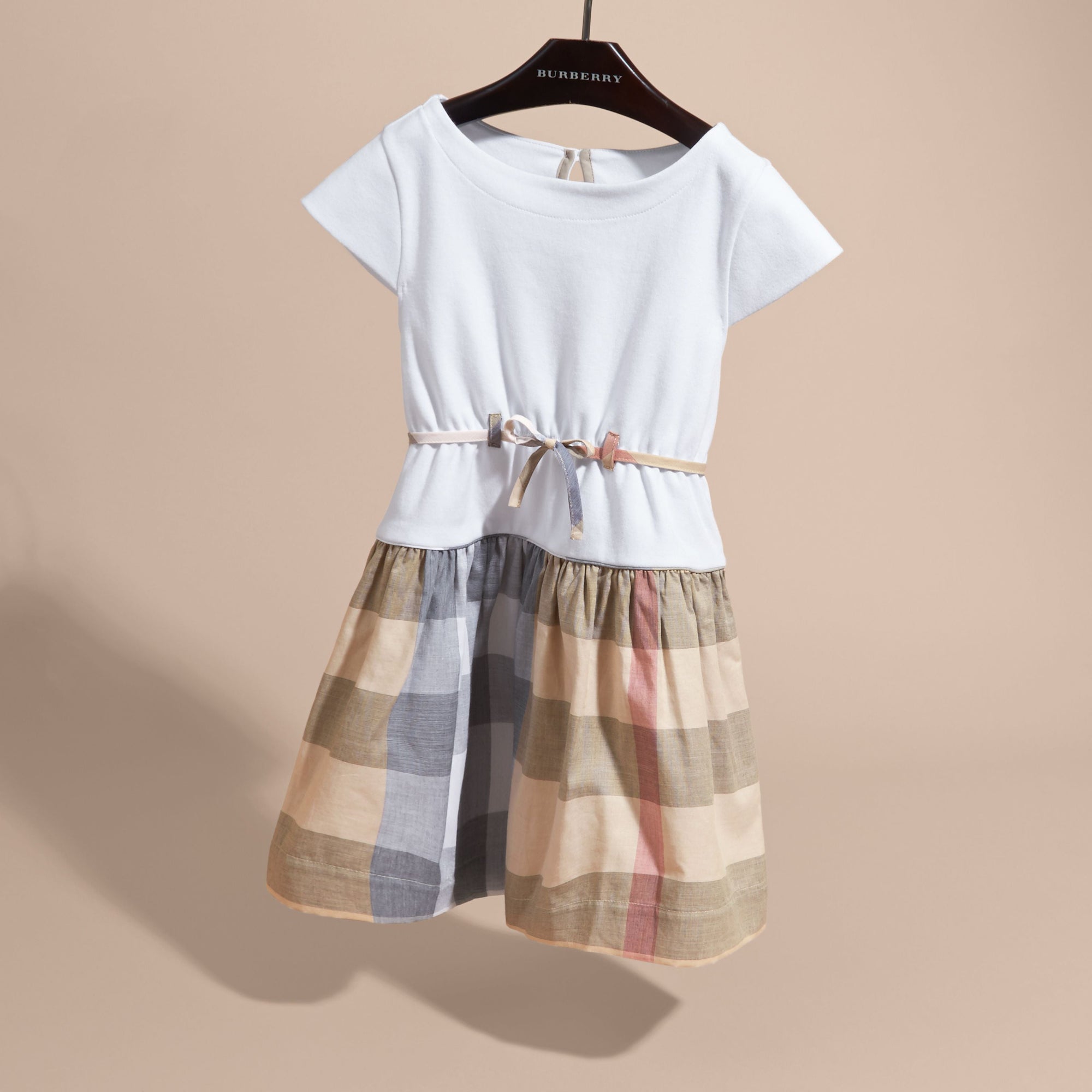 PALE STONE Robe en coton à motif check avec mancherons