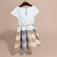 PALE STONE Robe en coton à motif check avec mancherons