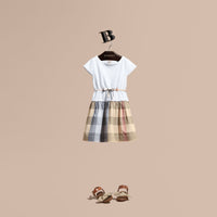 PALE STONE Robe en coton à motif check avec mancherons