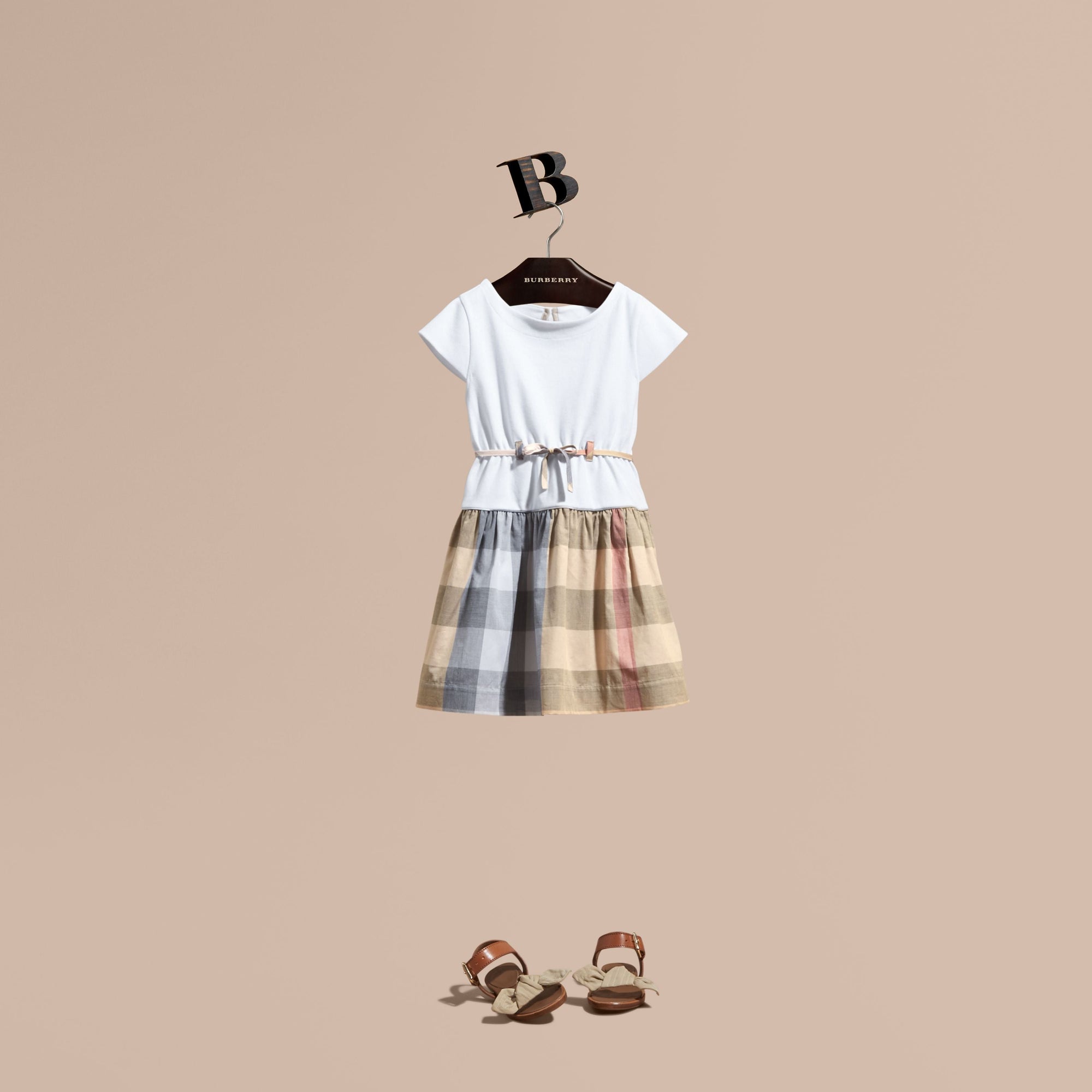 PALE STONE Robe en coton à motif check avec mancherons