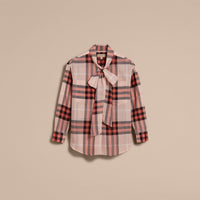 APRICOT Chemise en coton à motif check avec col lavallière