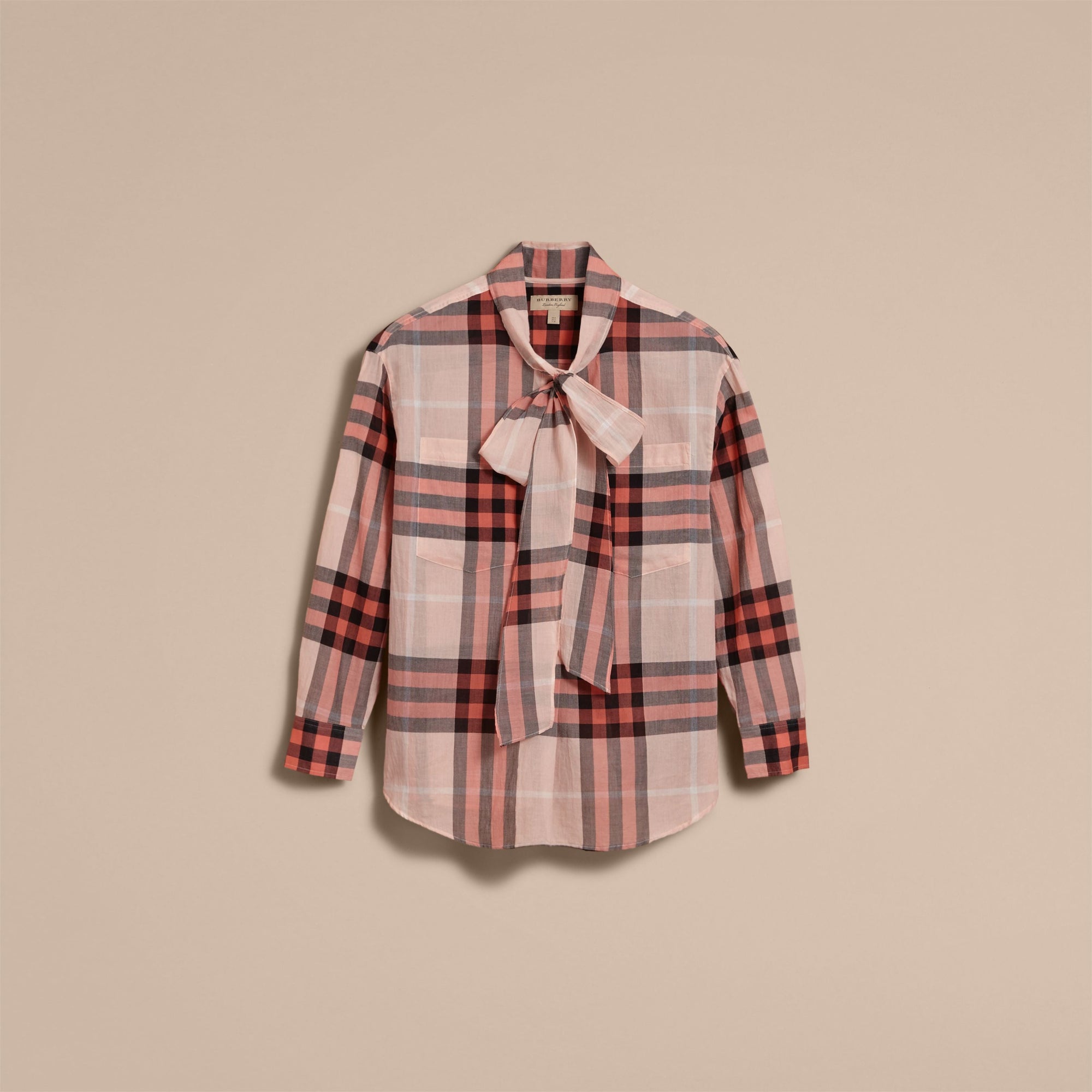 APRICOT Chemise en coton à motif check avec col lavallière