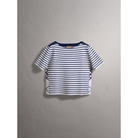 BRIGHT NAVY T-shirt à rayures et motif check en maille de laine mélangée