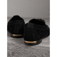 BLACK Mocassins en cuir velours avec pampilles