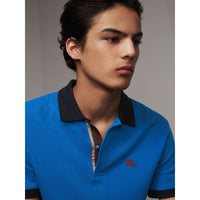 BRIGHT OPAL Polo bicolore en piqué de coton avec patte à motif check