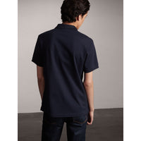 NAVY Polo en piqué de coton avec patte rayée
