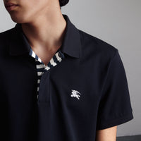 NAVY Polo en piqué de coton avec patte rayée