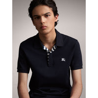 NAVY Polo en piqué de coton avec patte rayée
