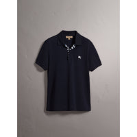 NAVY Polo en piqué de coton avec patte rayée