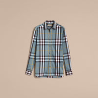 MINERAL BLUE Chemise en coton extensible à motif check