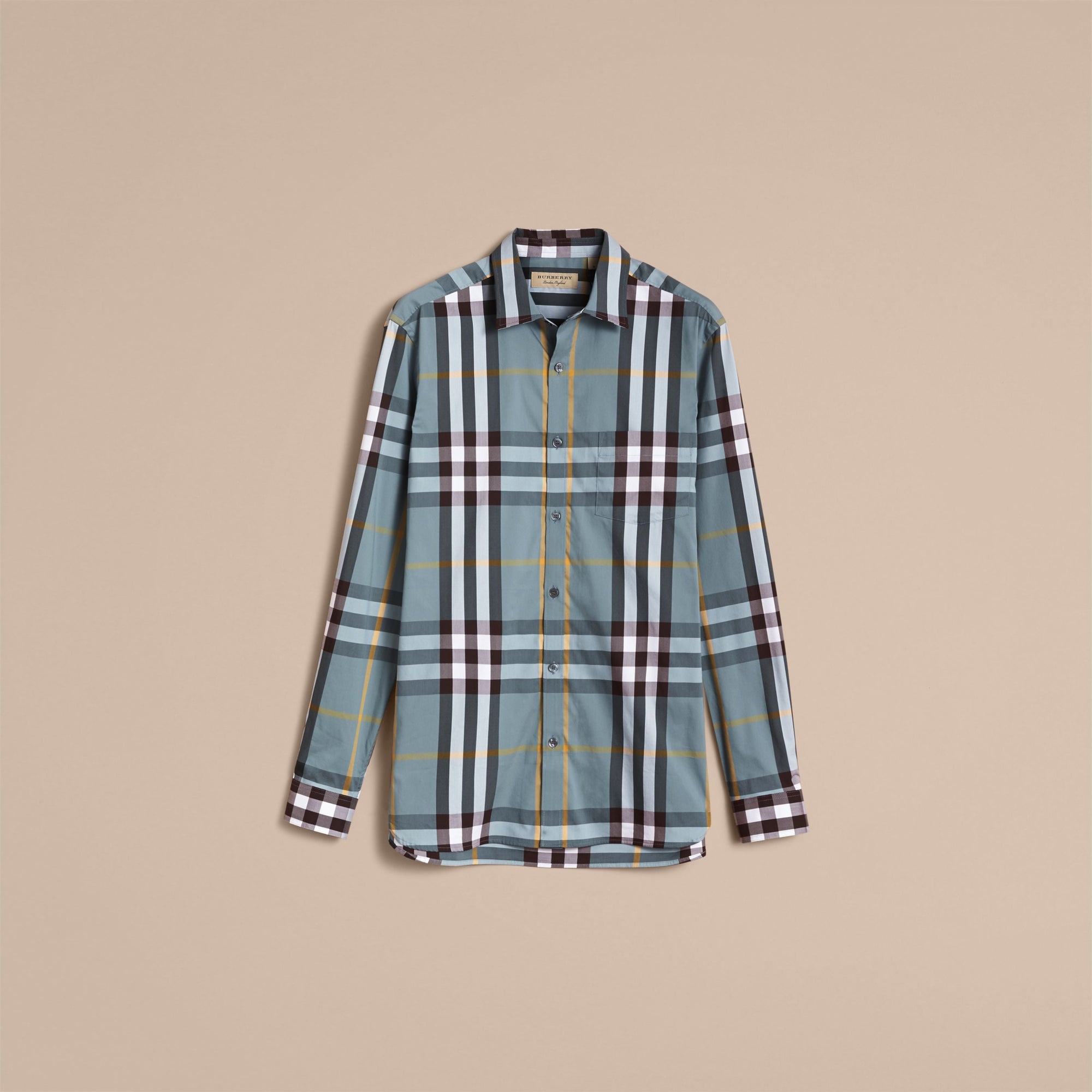 MINERAL BLUE Chemise en coton extensible à motif check